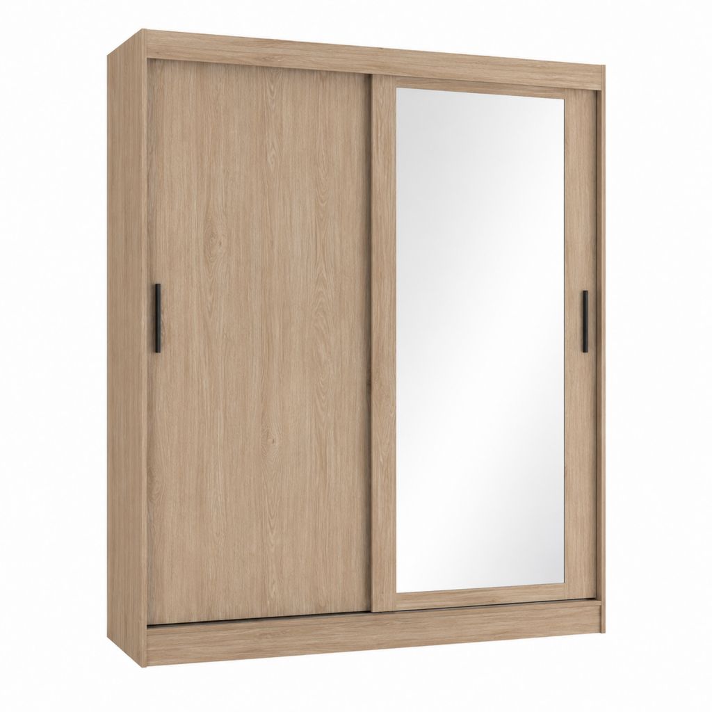 Schwebetürenschrank Eiche Sonoma Spanplatte mit Spiegel 120 x 200 x 60 cm