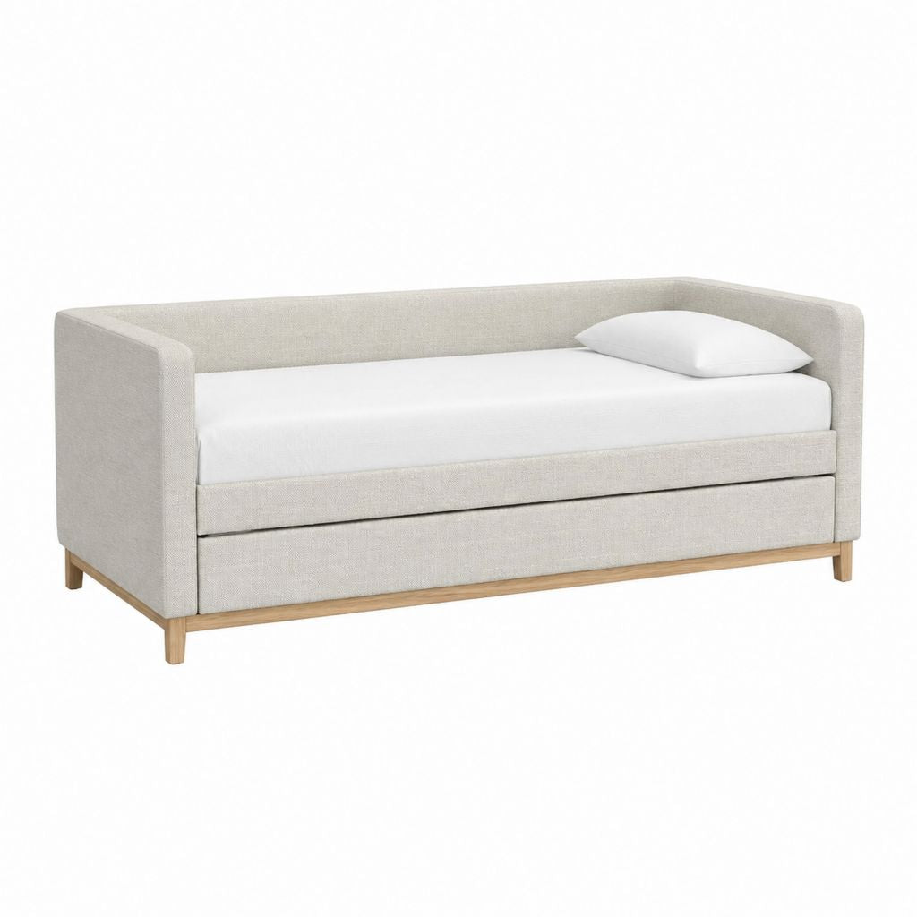 Schlafsofa Tagesbett Beige Polyester rechteckig 90 x 200 cm