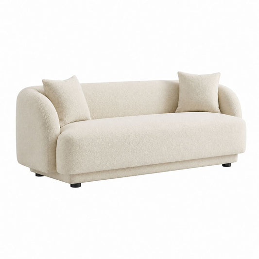 3-Sitzer Sofa Creme Bouclé-Polyester mit 2 Kissen 180 x 86 x 78 cm