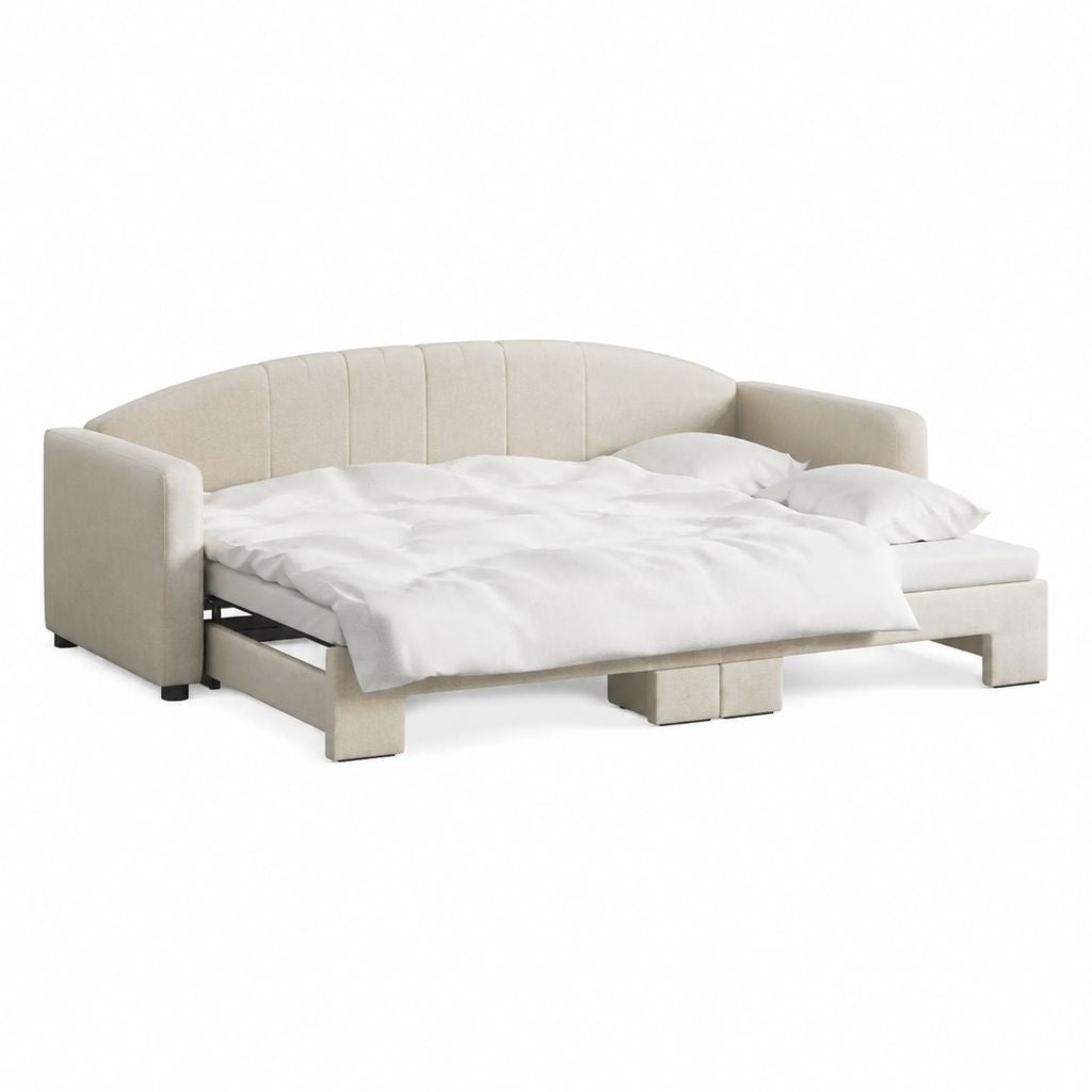 Schlafsofa 3-Sitzer Beige Polyester abgerundet 230 x 95 x 85 cm Liegefläche 140 x 200 cm