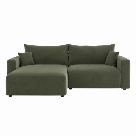 Ecksofa mit Recamiere links Olivgrün Polyester 250 x 160 x 85 cm