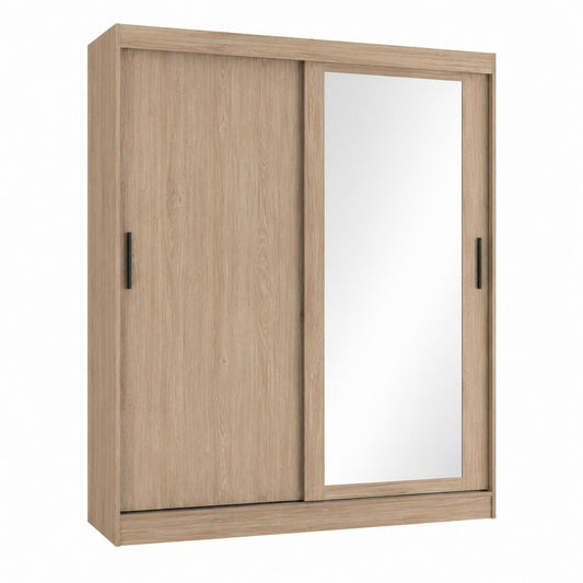 Schwebetürenschrank Eiche Sonoma Spanplatte mit Spiegel 120 x 200 x 60 cm