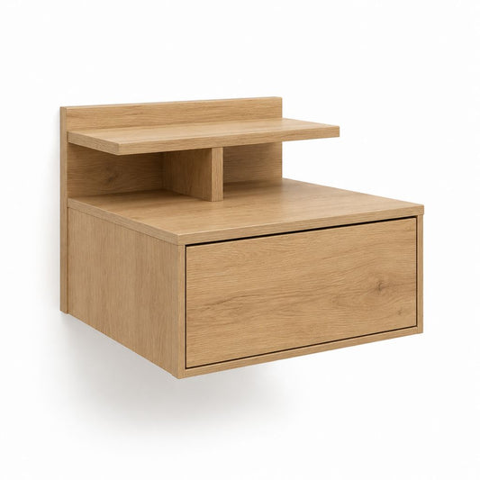 Wandnachttisch Eicheoptik Spanplatte rechteckig mit Schublade 50 x 35 x 50 cm
