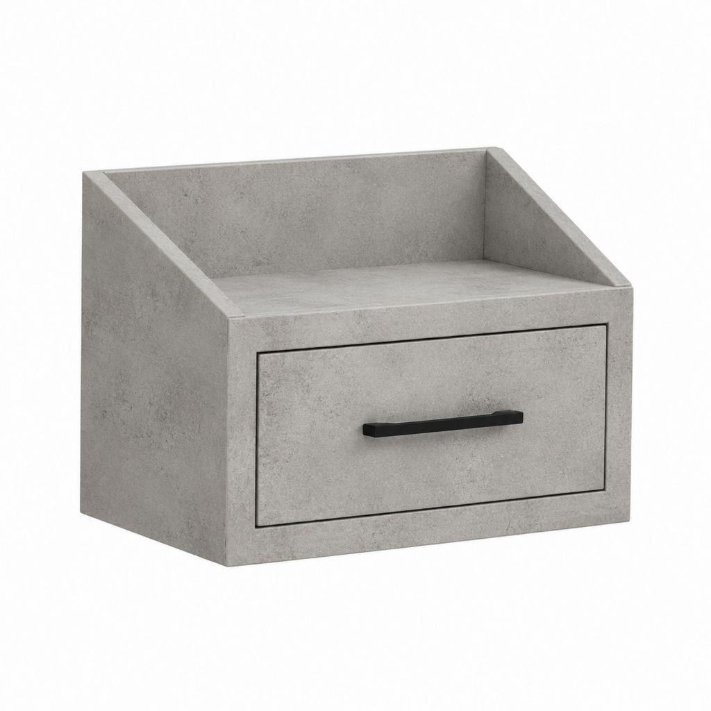 Nachttisch mit Schublade Grau Betonoptik MDF rechteckig 40 x 35 x 30 cm
