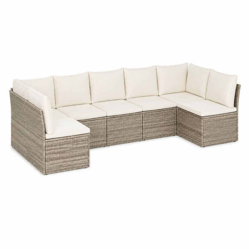 Gartenlounge Ecksofa Set Beige PE-Rattan Aluminium 280 x 210 x 80 cm